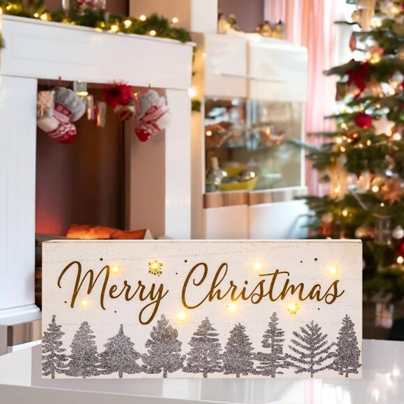 Unique LED Timer Christmas Decoration - Vintage Wooden...